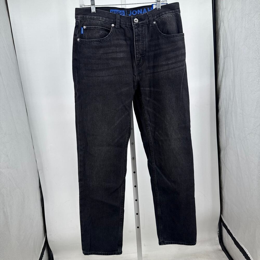 Hugo Boss Jonah Jeans Mens 32x32 Black Straight Leg Denim Washed Minimalist NWT